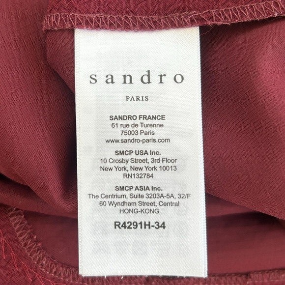 Sandro Raquel Shift Dress SMALL Burgundy Academia Preppy - Picture 11 of 13